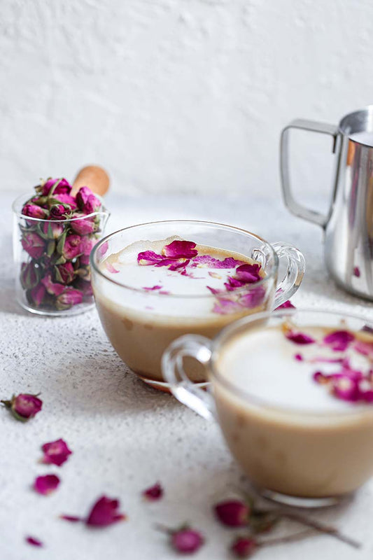 Awaken your senses with our invigorating Rose Cardamom Cordyceps Latte. A blend of floral, spice, and energy-boosting cordyceps coffee.