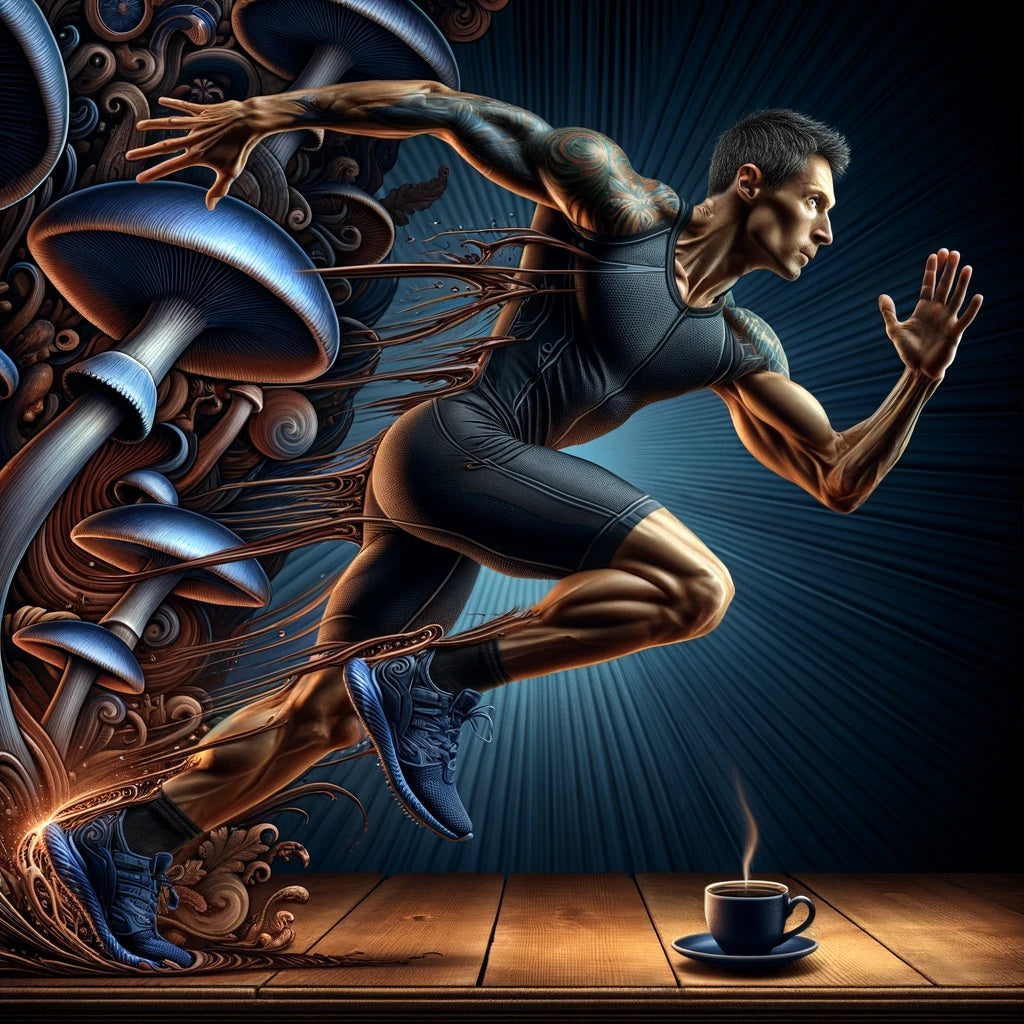 An athletic sprinter, powered by Cordyceps Mushroom Coffee