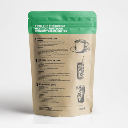 Energize Blend Cordyceps Mushroom Coffee Pouch (Back)
